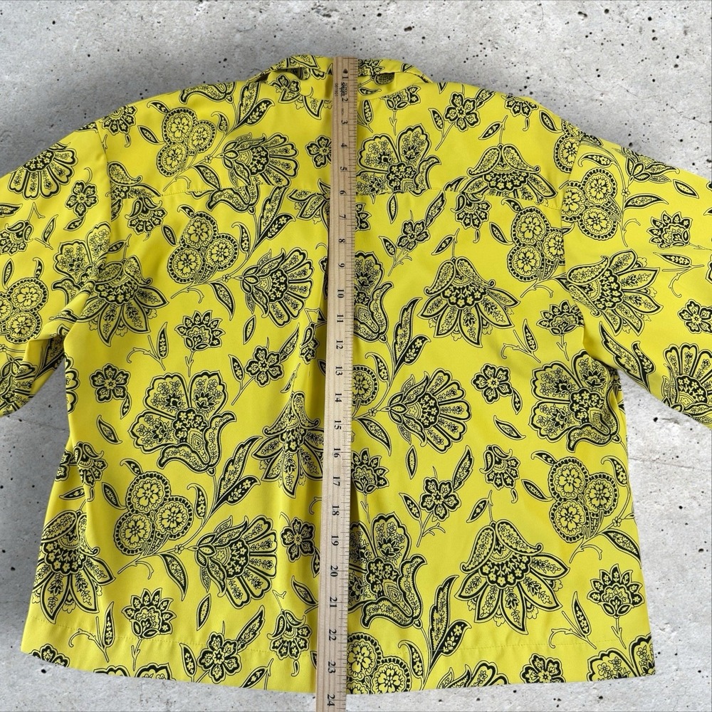 Saunders x RTR Rox Top Yellow Floral Short Sleeve V-Neck Button Front Sz 6 - Picture 7 of 8